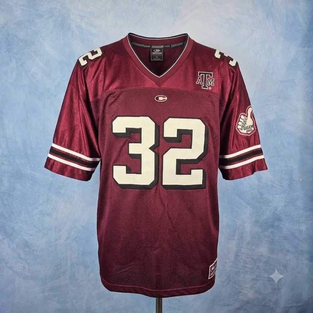 Colosseum Texas A&M Aggies Jersey Maroon Stitched 32 Gig Em Mens XL XXL Jock Tag